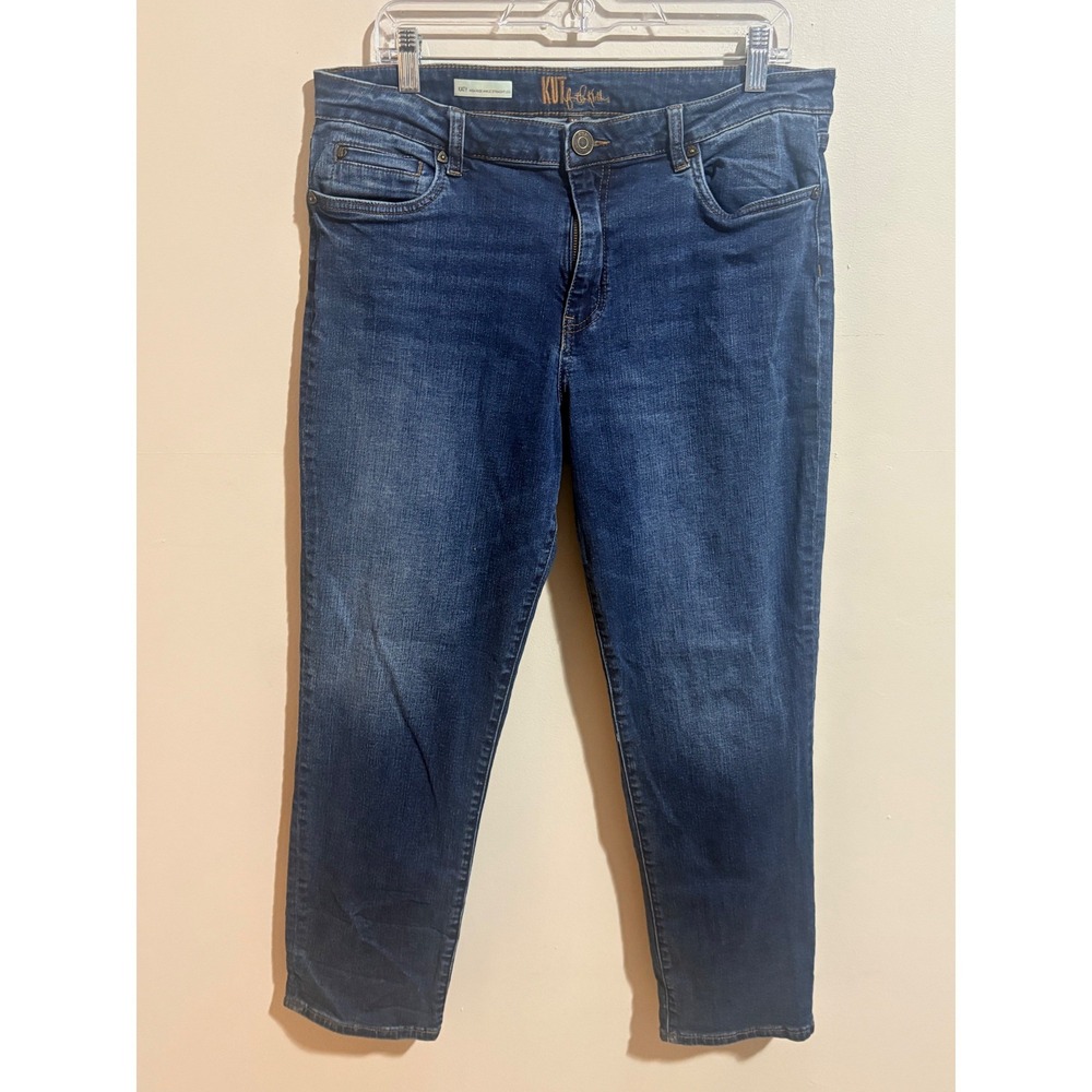 Kut from the Kloth Katy Straight Leg Jeans 14 Blue Excellent High Rise Ankle